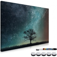 Navaris Tableau magnétique - Panneau mémo 60 x 40 cm avec aimants - Tableau Mural Design Nuit étoilée avec marqueur et kit...