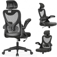 Chaise de Bureau - Fauteuil de Bureau ergonomique avec support lombaire & accoudoirs & Appuie-tête réglables, Fauteuil d'o...