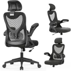 Chaise de Bureau - Fauteuil de Bureau ergonomique avec support lombaire & accoudoirs & Appuie-tête réglables, Fauteuil d'o...